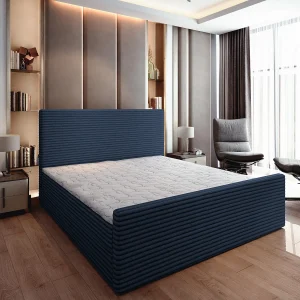 Boxspringbed BRENTO 160×200 cm Set met hoofdbord, bedbodem en matras, Blauw