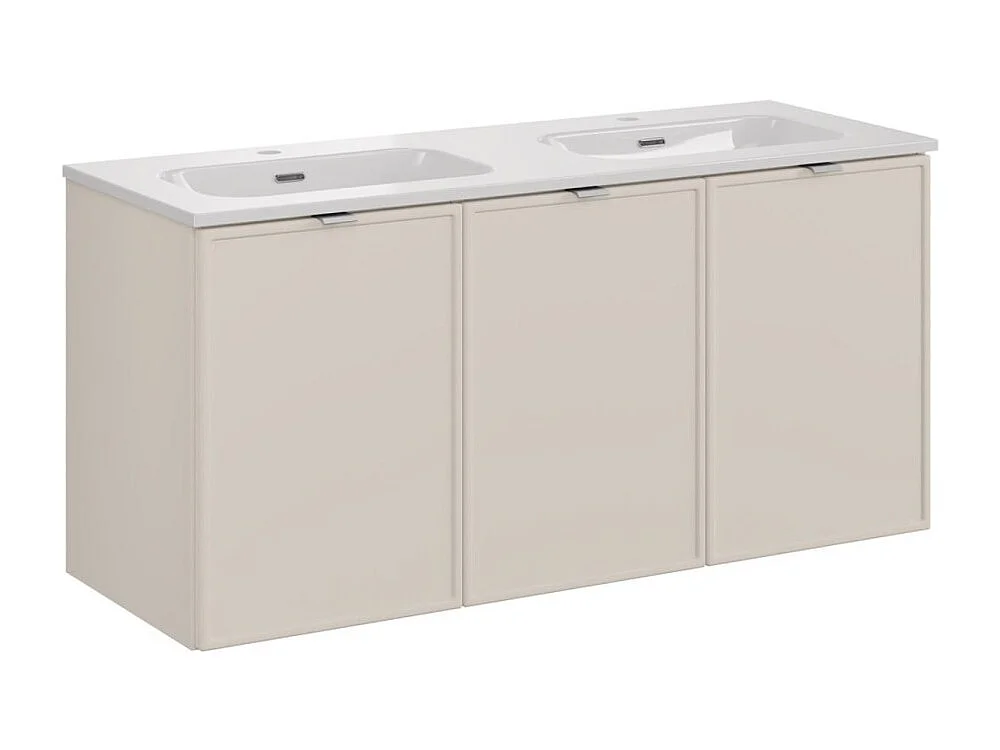 BRAZZA badkamerset: onderkast 120cm + dubbele ingebouwde witte wastafel