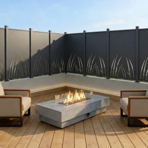 Aluminium schutting met plantenmotief uitbreidingskit H164 x B110 cm Antraciet BRAMENO