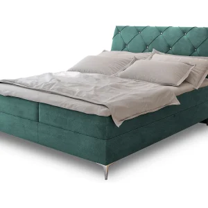 Boxspringbed MACON 140×200 cm Set met hoofdbord, bedbodem en matras, Blauw Boxspringbed MACON 140×200 cm Set met hoofdbord, bedbodem en matras, Blauw