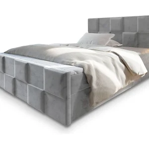 Boxspringbed MONA 140×200 cm Set met hoofdbord, bedbodem en matras, Lichtgrijs Boxspringbed MONA 140×200 cm Set met hoofdbord, bedbodem en matras, Lichtgrijs