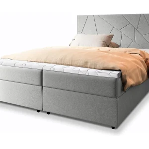 Boxspringbed MADO 160×200 cm Set met hoofdbord, bedbodem en matras, Lichtgrijs Boxspringbed MADO 160×200 cm Set met hoofdbord, bedbodem en matras, Lichtgrijs
