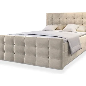 Boxspringbed SLAT 140×200 cm Set met hoofdbord, bedbodem en matras, Beige Boxspringbed SLAT 140×200 cm Set met hoofdbord, bedbodem en matras, Beige