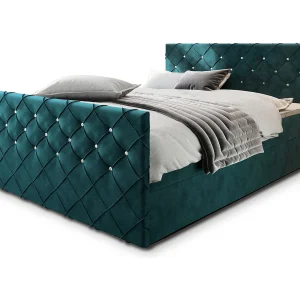 Boxspringbed MANDI 180×200 cm Set met hoofdbord, bedbodem en matras, Groenblauw Boxspringbed MANDI 180×200 cm Set met hoofdbord, bedbodem en matras, Groenblauw
