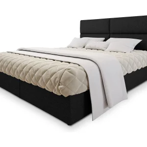 Boxspringbed LONIS 140×200 cm Set met hoofdbord, bedbodem en matras, Zwart