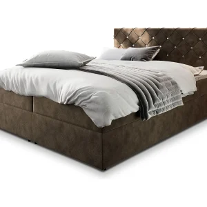 Boxspringbed RIVA 140×200 cm Set met hoofdbord, bedbodem en matras, Bruin Boxspringbed RIVA 140×200 cm Set met hoofdbord, bedbodem en matras, Bruin