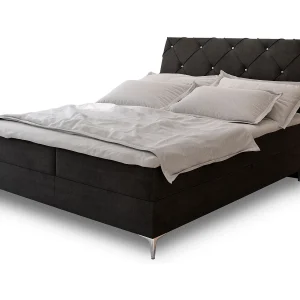 Boxspringbed MACON 140×200 cm Set met hoofdbord, bedbodem en matras, Zwart