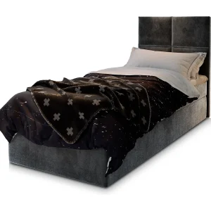 Boxspringbed LENA 80×200 cm Set met hoofdbord, bedbodem en matras, Grijs Boxspringbed LENA 80×200 cm Set met hoofdbord, bedbodem en matras, Grijs