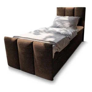 Boxspringbed LAGO 90×200 cm Set met hoofdbord, bedbodem en matras, Bruin