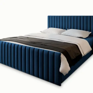 Boxspringbed ARION 160×200 cm Set met hoofdbord, bedbodem en matras, Blauw