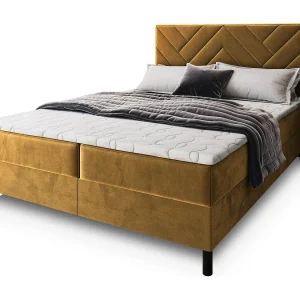 Boxspringbed ROKIS 180×200 cm Set met hoofdbord, bedbodem en matras, Geel Boxspringbed ROKIS 180×200 cm Set met hoofdbord, bedbodem en matras, Geel