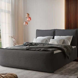 Boxspringbed MONTA 160×200 cm Set met hoofdbord, bedbodem en matras, Antracietgrijs