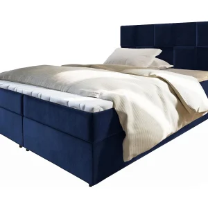 Boxspringbed PRATA 160×200 cm Set met hoofdbord, bedbodem en matras, Blauw
