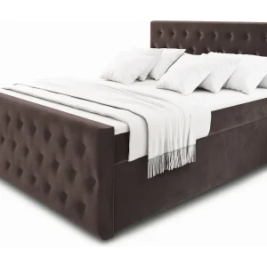 Boxspringbed FONDI 160×200 cm Set met hoofdbord, bedbodem en matras, Bruin