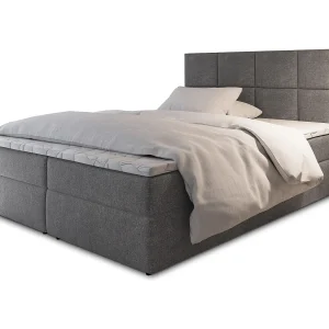 Boxspringbed LENA 140×200 cm Set met hoofdbord, bedbodem en matras, Grijs