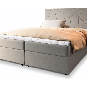 Boxspringbed MADO 140×200 cm Set met hoofdbord, bedbodem en matras, Beige
