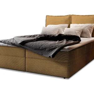 Boxspringbed LENTE 140×200 cm Set met hoofdbord, bedbodem en matras, Geel
