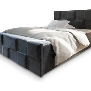 Boxspringbed MONA 160×200 cm Set met hoofdbord, bedbodem en matras, Grijs Boxspringbed MONA 160×200 cm Set met hoofdbord, bedbodem en matras, Grijs