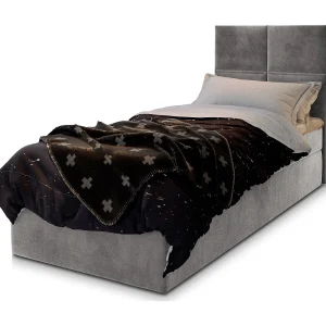 Boxspringbed LENA 90×200 cm Set met hoofdbord, bedbodem en matras, Lichtgrijs Boxspringbed LENA 90×200 cm Set met hoofdbord, bedbodem en matras, Lichtgrijs