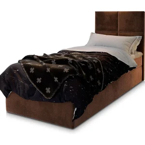 Boxspringbed LENA 90×200 cm Set met hoofdbord, bedbodem en matras, Bruin Boxspringbed LENA 90×200 cm Set met hoofdbord, bedbodem en matras, Bruin