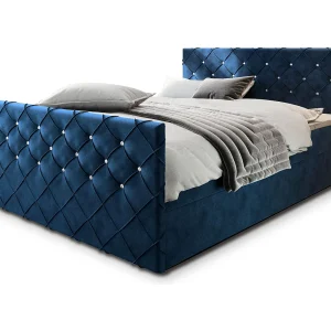 Boxspringbed MANDI 180×200 cm Set met hoofdbord, bedbodem en matras, Blauw Boxspringbed MANDI 180×200 cm Set met hoofdbord, bedbodem en matras, Blauw