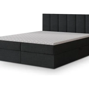 Boxspringbed MERIL 160×200 cm Set met hoofdbord, bedbodem en matras, Zwart