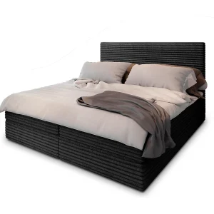 Boxspringbed PISA 160×200 cm Set met hoofdbord, bedbodem en matras, Zwart Boxspringbed PISA 160×200 cm Set met hoofdbord, bedbodem en matras, Zwart