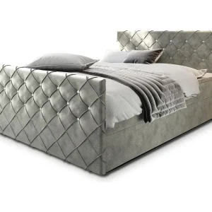 Boxspringbed MANDI 180×200 cm Set met hoofdbord, bedbodem en matras, Lichtgrijs Boxspringbed MANDI 180×200 cm Set met hoofdbord, bedbodem en matras, Lichtgrijs