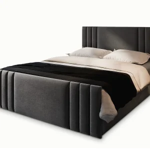 Boxspringbed KANES 140×200 cm Set met hoofdbord, bedbodem en matras, Grijs Boxspringbed KANES 140×200 cm Set met hoofdbord, bedbodem en matras, Grijs