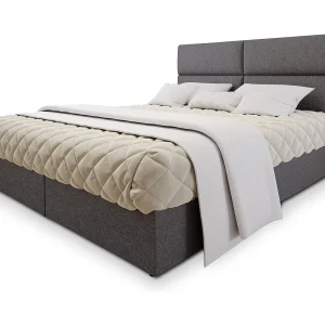 Boxspringbed LONIS 160×200 cm Set met hoofdbord, bedbodem en matras, Grijs