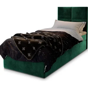 Boxspringbed LENA 100×200 cm Set met hoofdbord, bedbodem en matras, Dennengroen