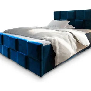 Boxspringbed MONA 180×200 cm Set met hoofdbord, bedbodem en matras, Blauw Boxspringbed MONA 180×200 cm Set met hoofdbord, bedbodem en matras, Blauw