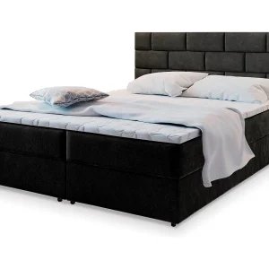 Boxspringbed KERLO 180×200 cm Set met hoofdbord, bedbodem en matras, Zwart