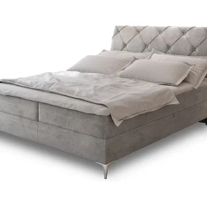 Boxspringbed MACON 180×200 cm Set met hoofdbord, bedbodem en matras, Grijs