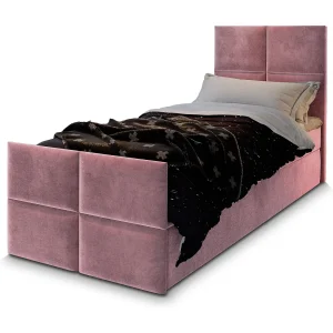 Boxspringbed ARIEL 80×200 cm Set met hoofdbord, bedbodem en matras, Poederroze Boxspringbed ARIEL 80×200 cm Set met hoofdbord, bedbodem en matras, Poederroze