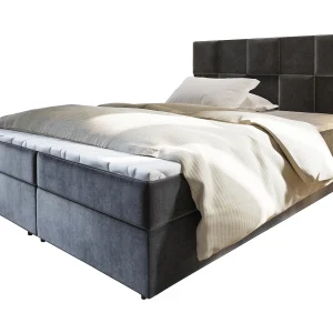 Boxspringbed PRATA 160×200 cm Set met hoofdbord, bedbodem en matras, Grijs