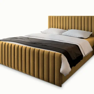 Boxspringbed ARION 160×200 cm Set met hoofdbord, bedbodem en matras, Geel
