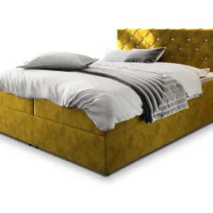 Boxspringbed RIVA 140×200 cm Set met hoofdbord, bedbodem en matras, Geel Boxspringbed RIVA 140×200 cm Set met hoofdbord, bedbodem en matras, Geel
