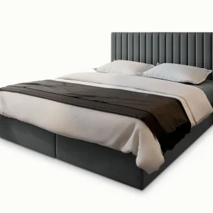 Boxspringbed BRESEL 140×200 cm Set met hoofdbord, bedbodem en matras, Grijs Boxspringbed BRESEL 140×200 cm Set met hoofdbord, bedbodem en matras, Grijs
