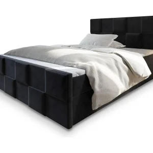 Boxspringbed MONA 160×200 cm Set met hoofdbord, bedbodem en matras, Zwart Boxspringbed MONA 160×200 cm Set met hoofdbord, bedbodem en matras, Zwart