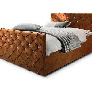 Boxspringbed MANDI 140×200 cm Set met hoofdbord, bedbodem en matras, Koperkleurig Boxspringbed MANDI 140×200 cm Set met hoofdbord, bedbodem en matras, Koperkleurig