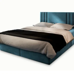 Boxspringbed BRES 180×200 cm Set met hoofdbord, bedbodem en matras, Groenblauw Boxspringbed BRES 180×200 cm Set met hoofdbord, bedbodem en matras, Groenblauw