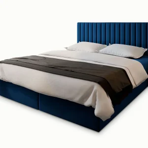 Boxspringbed BRESEL 160×200 cm Set met hoofdbord, bedbodem en matras, Blauw Boxspringbed BRESEL 160×200 cm Set met hoofdbord, bedbodem en matras, Blauw