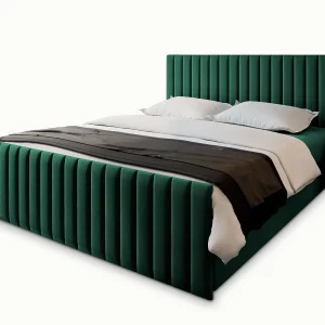 Boxspringbed ARION 140×200 cm Set met hoofdbord, bedbodem en matras, Dennengroen