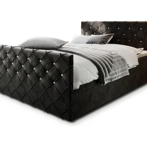 Boxspringbed MANDI 160×200 cm Set met hoofdbord, bedbodem en matras, Zwart Boxspringbed MANDI 160×200 cm Set met hoofdbord, bedbodem en matras, Zwart