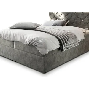 Boxspringbed RIVA 140×200 cm Set met hoofdbord, bedbodem en matras, Grijs Boxspringbed RIVA 140×200 cm Set met hoofdbord, bedbodem en matras, Grijs