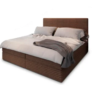 Boxspringbed PISA 140×200 cm Set met hoofdbord, bedbodem en matras, Bruin