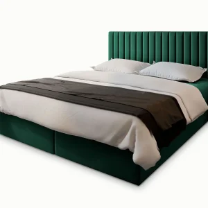 Boxspringbed BRESEL 160×200 cm Set met hoofdbord, bedbodem en matras, Dennengroen Boxspringbed BRESEL 160×200 cm Set met hoofdbord, bedbodem en matras, Dennengroen
