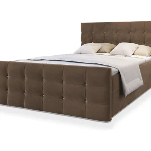 Boxspringbed SLAT 160×200 cm Set met hoofdbord, bedbodem en matras, Bruin