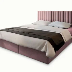 Boxspringbed BRESEL 140×200 cm Set met hoofdbord, bedbodem en matras, Poederroze Boxspringbed BRESEL 140×200 cm Set met hoofdbord, bedbodem en matras, Poederroze